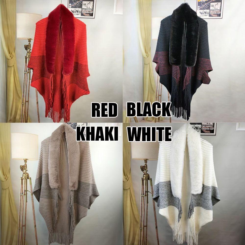Wedding Cloak Evening Dresses Faux Fur Collar Knitting Shawl Winter Warm Plush Wraps
