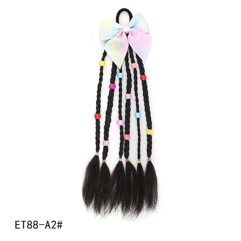 Colorful Children's Braided Wig Hair Clip with Double Ponytails