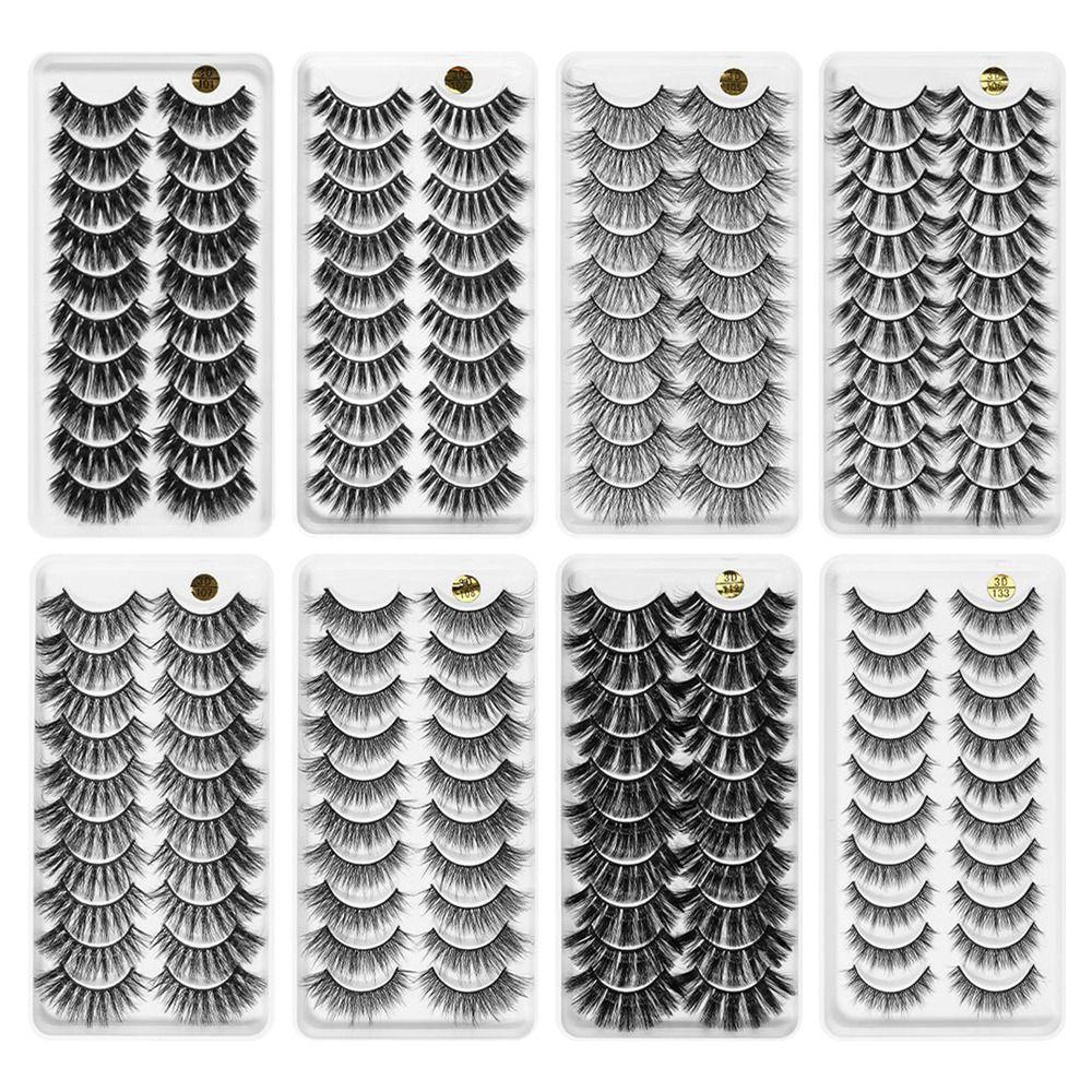 10 Pairs 3D Soft Mink Hair False Eyelashes Crisscross Thick Long Eye Lashes Women's Beauty