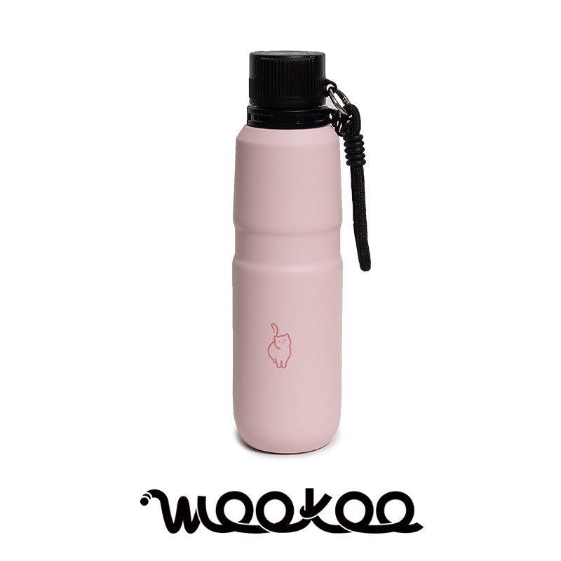 

Wookoo Cat Thermos Cup | One-Touch Pop-Up Lid, Portable Large-Capacity Thermos Cup with Lanyard Design, Outdoor Sports Cup Press Pop-Up Lid Sports Cup-Pink