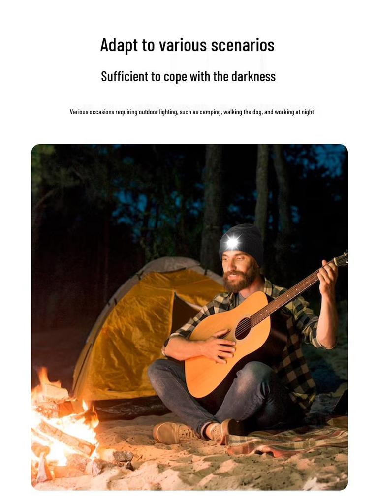 Luminous LED Knitted Hat: Warm Outdoor Sports Headlamp Cap for Night Running and Travel