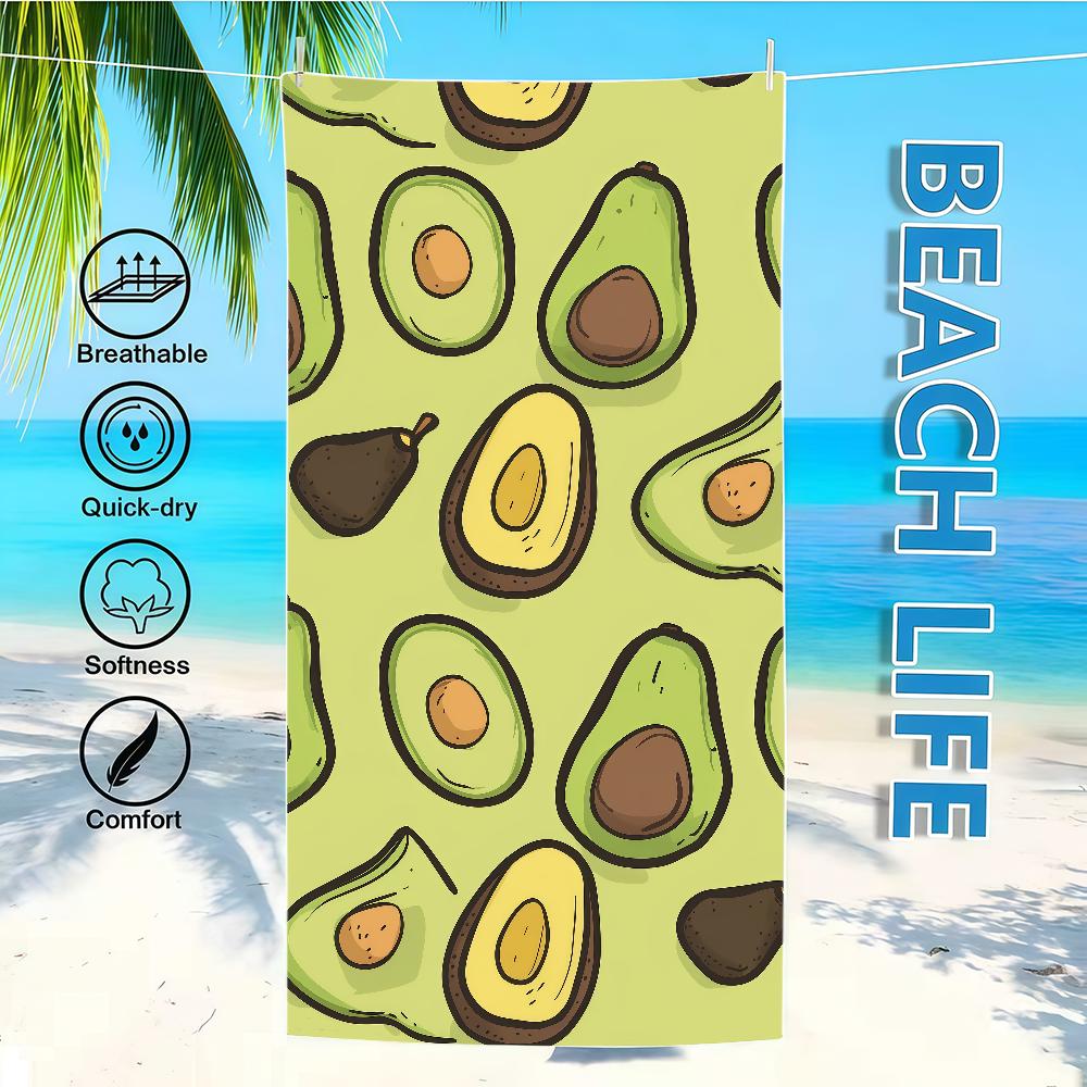 

Towel Textile Avocado Bathrobe Beach Quick-Drying Lightweight Fruit Portable Camping Cartoon Swim Pool Travel W40*H60(CM)