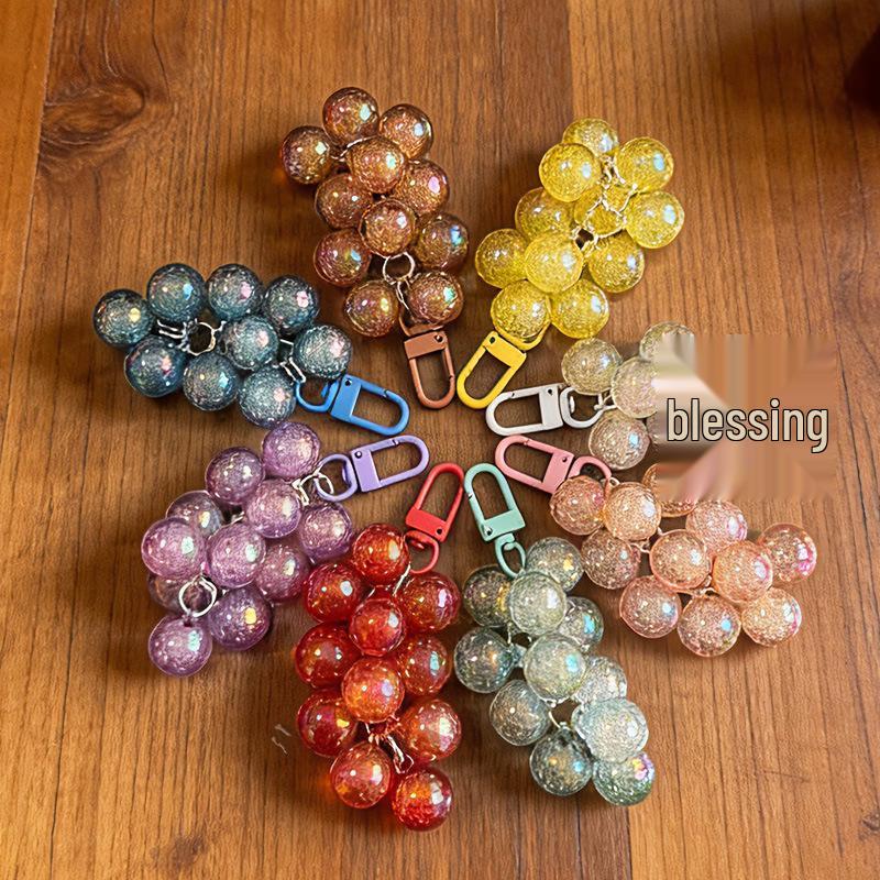 Acrylic Grape Cluster Keychain & Pendant - Crystal Grapes for Backpack or Phone