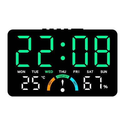 Wall-mounted Electronic Wall Clock Temperature Multi-functional Digital LED Clocks Calendar Voice Control Display Table Clock