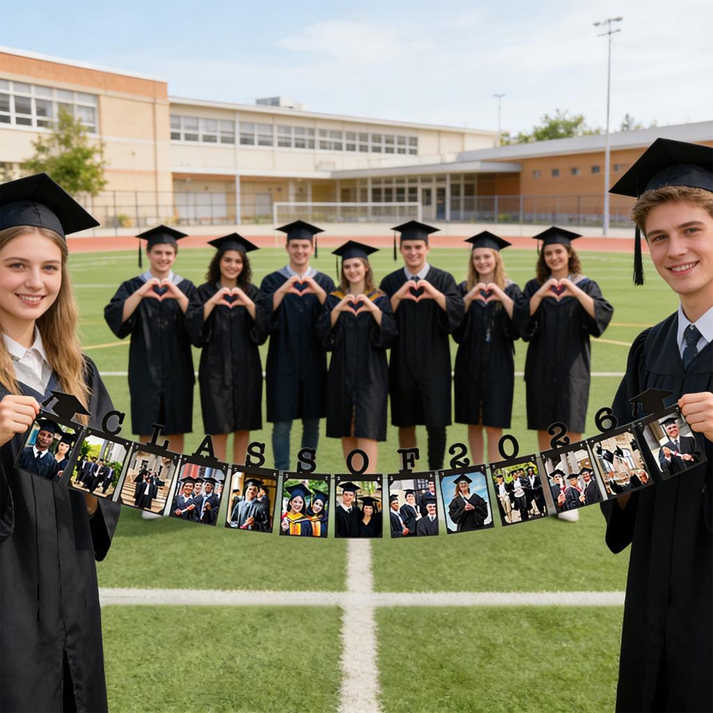 5m Graduation Theme Party Decoration: Black Photo Frame Banner