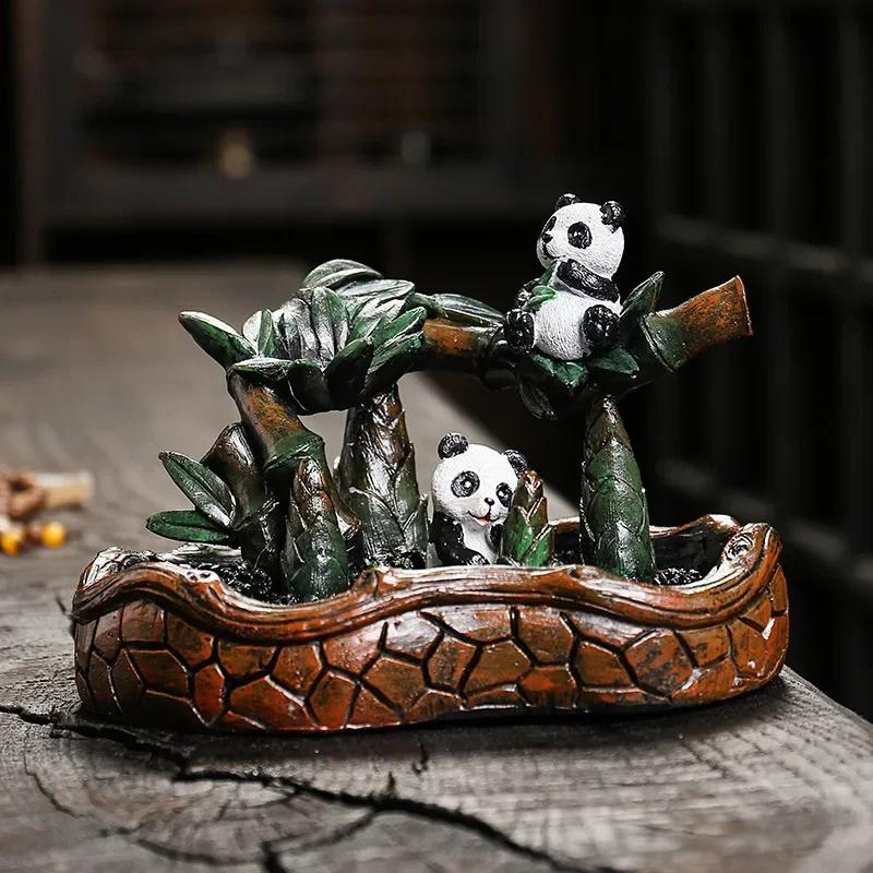 1pc, Creative Resin Panda Home Decorate Backflow Incense Burner Incense Censer (Without Incense)