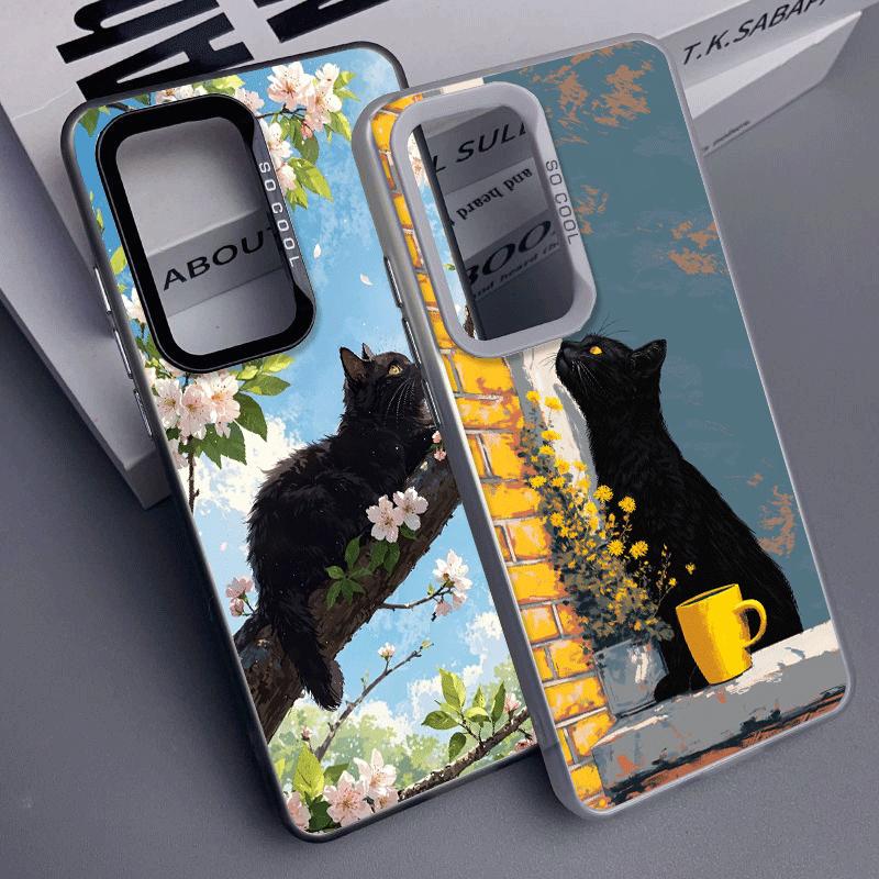 Black Cat Aesthetic Pattern Soft Phone Case for Samsung A17 A16 A15 A14 A13 A57 A56 A55 A54 A53 A37 A36 A35 A34 A33 A26 A25 A24