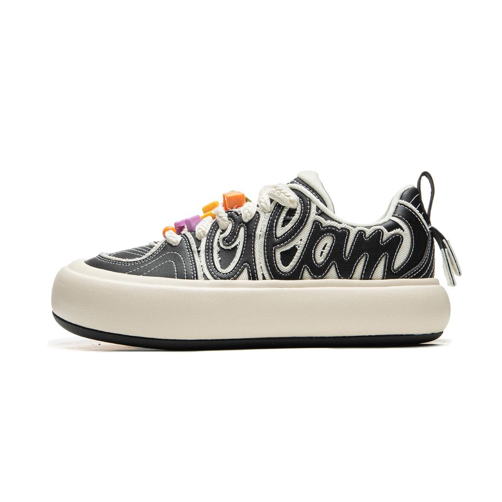 Li Ning Puff Platform Trendy Casual Wear Durable Non-Slip Shock Absorption Low-Top Skate Shoes Women sneaker Black Brown AZGU068-3