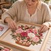 Patchwork Quilt Kit for Beginners Floral Basket DIY Kit, Sewing with Pre-cut Fabric, Artistic Craft Lovers Fabric Adults, Handmade Home Wall Art Decor