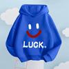 Creative Lucky Smiley Face Pattern Children's Sweatshirt Loose Casual Boys and Girls Long Sleeve Warm Hooded Sweatshirt