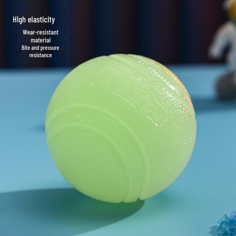 Meianju Luminous Elastic Rubber Dog Ball: Durable, Chew-Resistant Toy for Outdoor Throwing & Retrieving