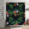 Exotic Floral Green Leaf Shower Curtain for Bathroom Decor Polyester Fabric Printed Black Color Shabby Chic Home Bathing Waterpr