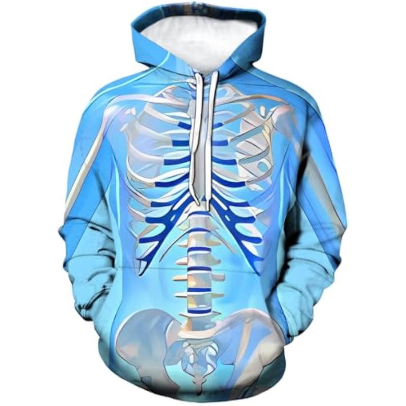Men s Hoodies Funny Skeleton Skull Sweatshirt Novelty Skull Theme Hoodie L