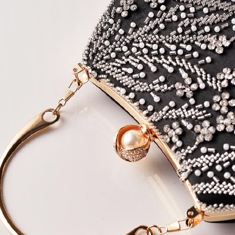 Women's Top Handle Handbags,Pearls Evening Clutches Purse with Chain Shoulder Bag for Party Prom Wedding Cocktail Club