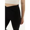 Women's Black Cross Waist Tights With Ribbed Wrap And Fleece Inside