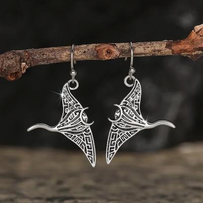 European And American Alloy Earrings, Women'S Devil Fish Texture, Animal Retro, Personalized, Exaggerated, And Niche Jewelry