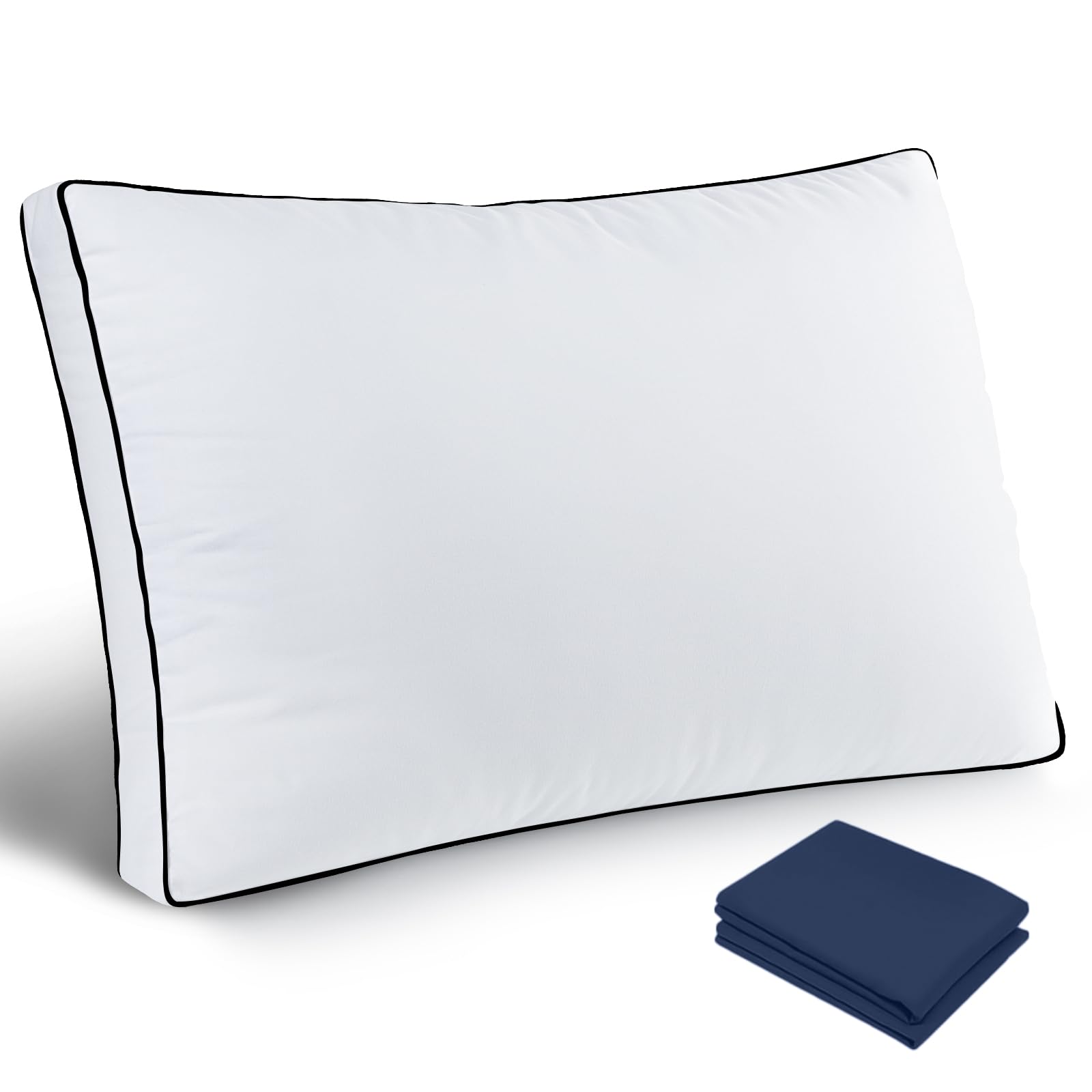 

Подушка класса люкс гостиничного качества с двумя наволочками, для облегчения шеи, для комфортного сна, для сна на боку, регулируемая высота, мягкая и пушистая, дышащая,