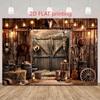 Rustieke Cowboy Stal Foto Booth Achtergrond, Westerse Boerderij Schuur Achtergrond voor Verjaardag & Wild West Themafeesten