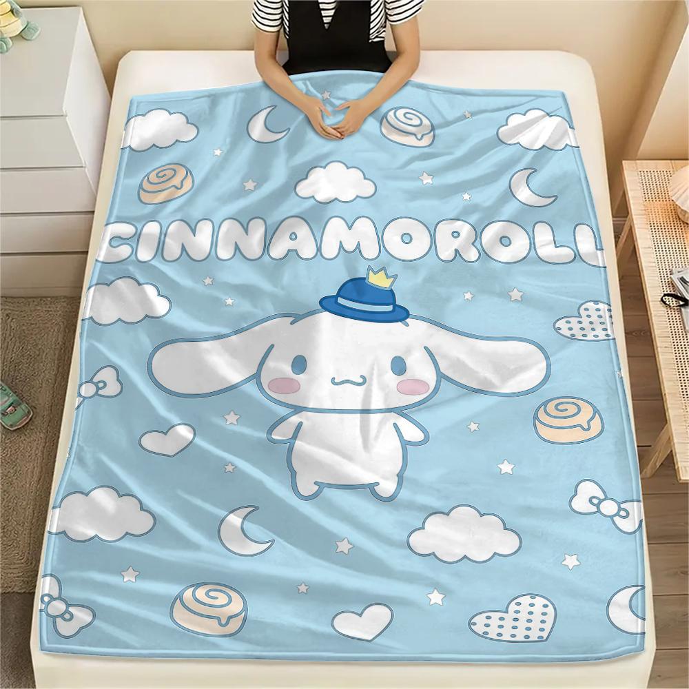 

1 шт. Фланелевое одеяло Sanrio с милым принтом, Высококачественное, Для всех сезонов, Декор для дома, Тепло и комфорт, Идеально для рождественских подарков 80cm x 120cm