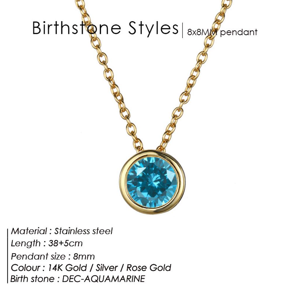 

Statement Colorful 12 Birthstone Necklace Personalized Accessories Luxury Women Simple Stainless Steel Necklace Birthday Gift Gold