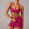 Popular neck beauty back sports underwear shorts yoga set fitness pilates sports quick-drying two-piece set