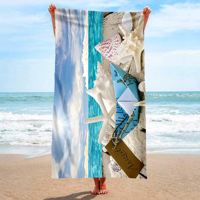 Starfish Shell Beach Towel Delicate Microfiber Kids Adults Bath Towel Outdoor Seaside Soft Blanket Living Room Home Decor Swim