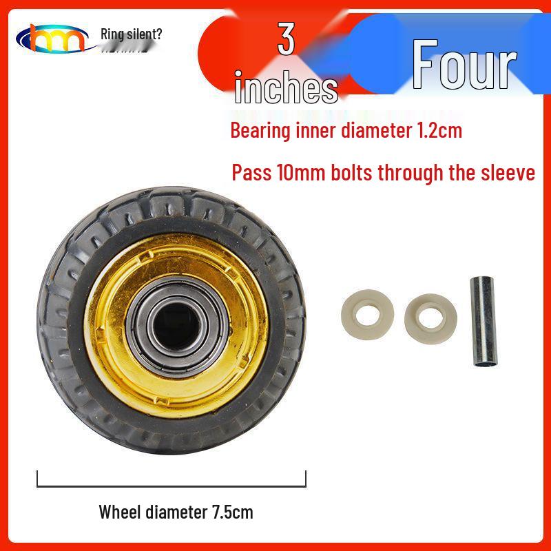 Schwerlast-Gummi-Lenkrollen mit Bremse - Doppelt gelagert, Größen 3/4/5 Zoll