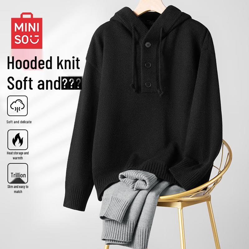 

MINISO Men s Hooded Pullover Knit Sweater XL