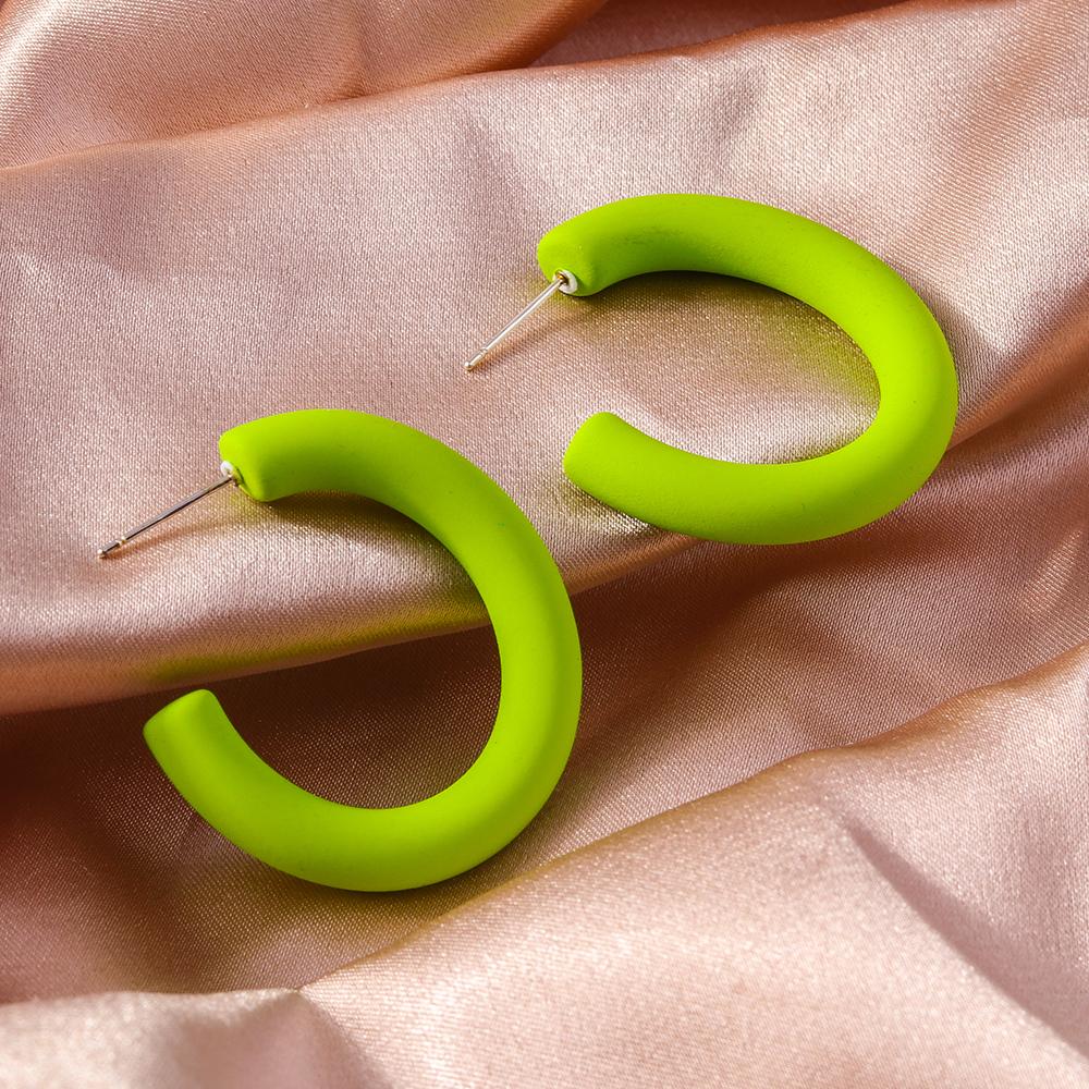 Fashion Candy Color 3.5cm Round Hoop Earrings for Women Simple Geometric Earrings Girls Party Holiday Jewelry Gifts
