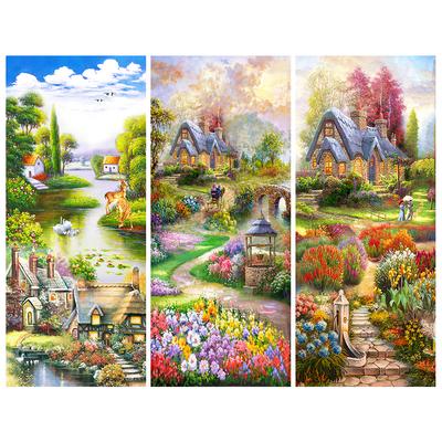 5D DIY Round Diamond Painting Full Drill Nature Garden House Embroidery Diamond Cross Stitch Mosaic Kit Hanging Pictures