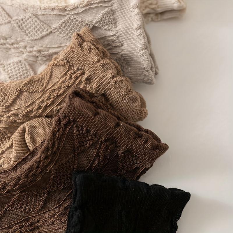 6 paires de chaussettes courtes texturées Argyle - 6 paires de chaussettes preppy confortables pour femmes