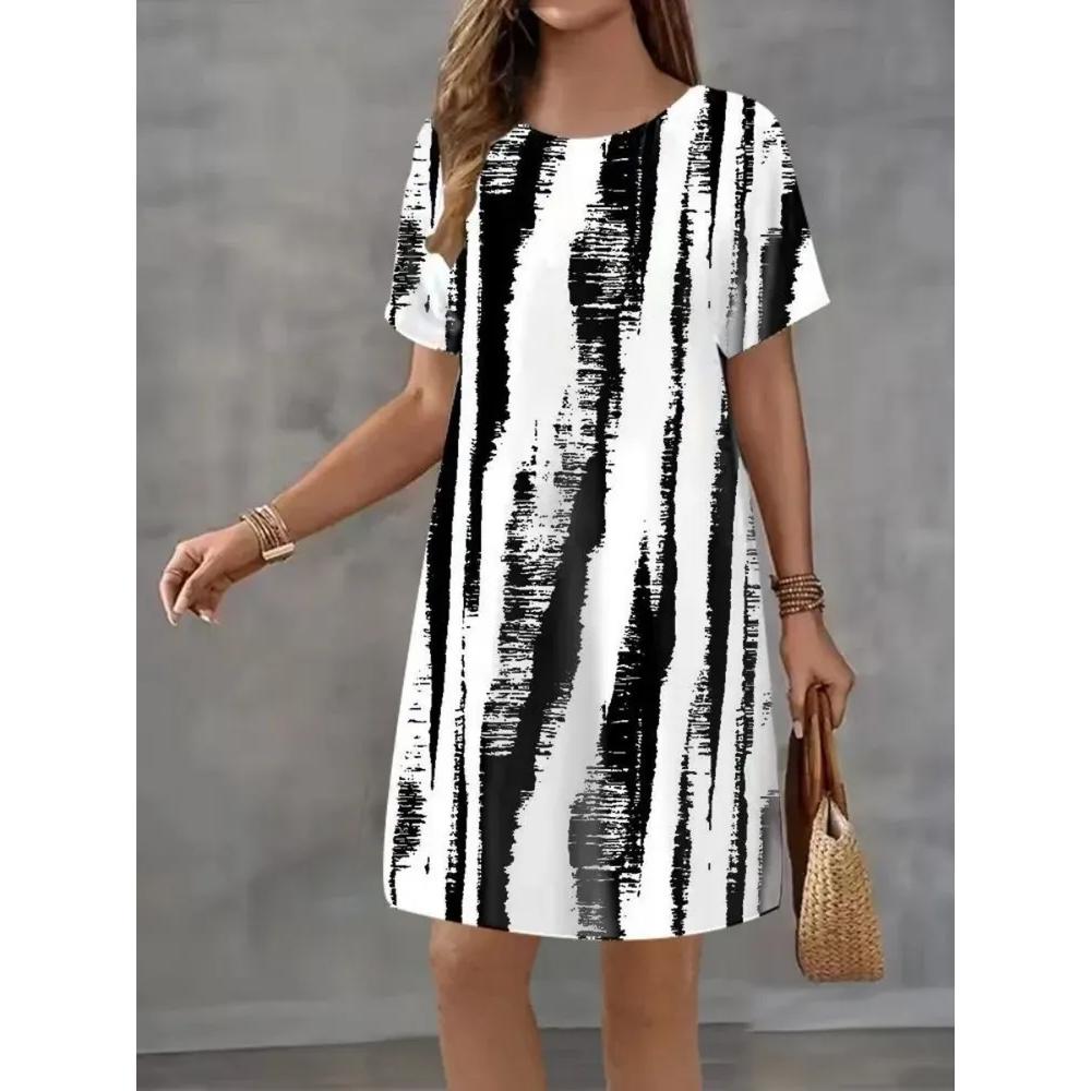 Fashion Versatile Loose T-shirt Dress Casual Simple Comfortable Casual Dresses S
