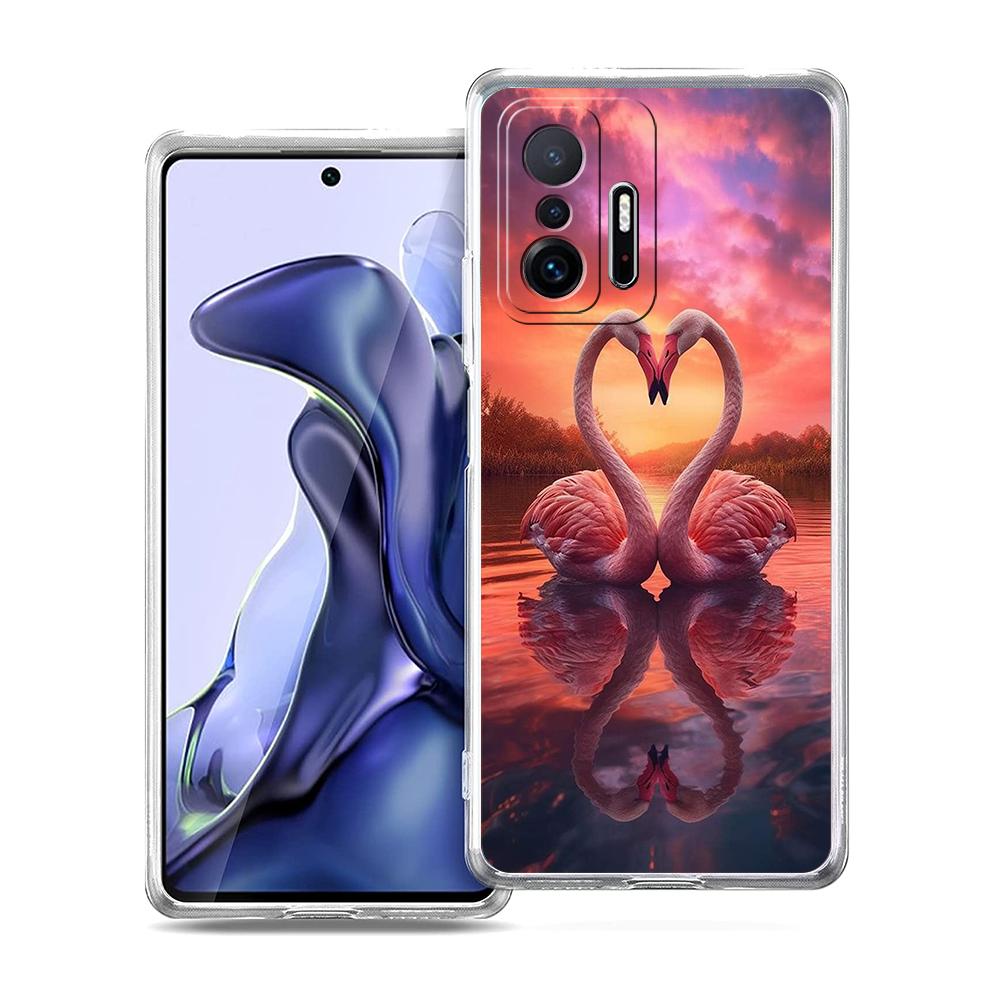 Flamingo Transparent Phone Case for Xiaomi Mi 14 13 12 11 Ultra 13T 12T 11T Poco X3 NFC F3 F6 Pro Lite 5G Soft TPU Shell Capas