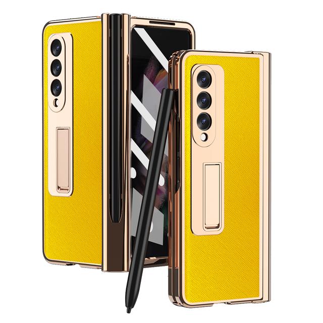 Mit S Pen Beschichtung magnetische Ledertasche für Samsung Galaxy Z Fold 4 5G Kickstand 360 Full Screen Protector Telefon Abdeckung Z Fold 3