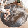 Stone Carving Leopard and Dragon Round Area Rug,Carpet Rug for Living Room Bedroom Sofa Playroom Decor,Non-slip Floor Mat