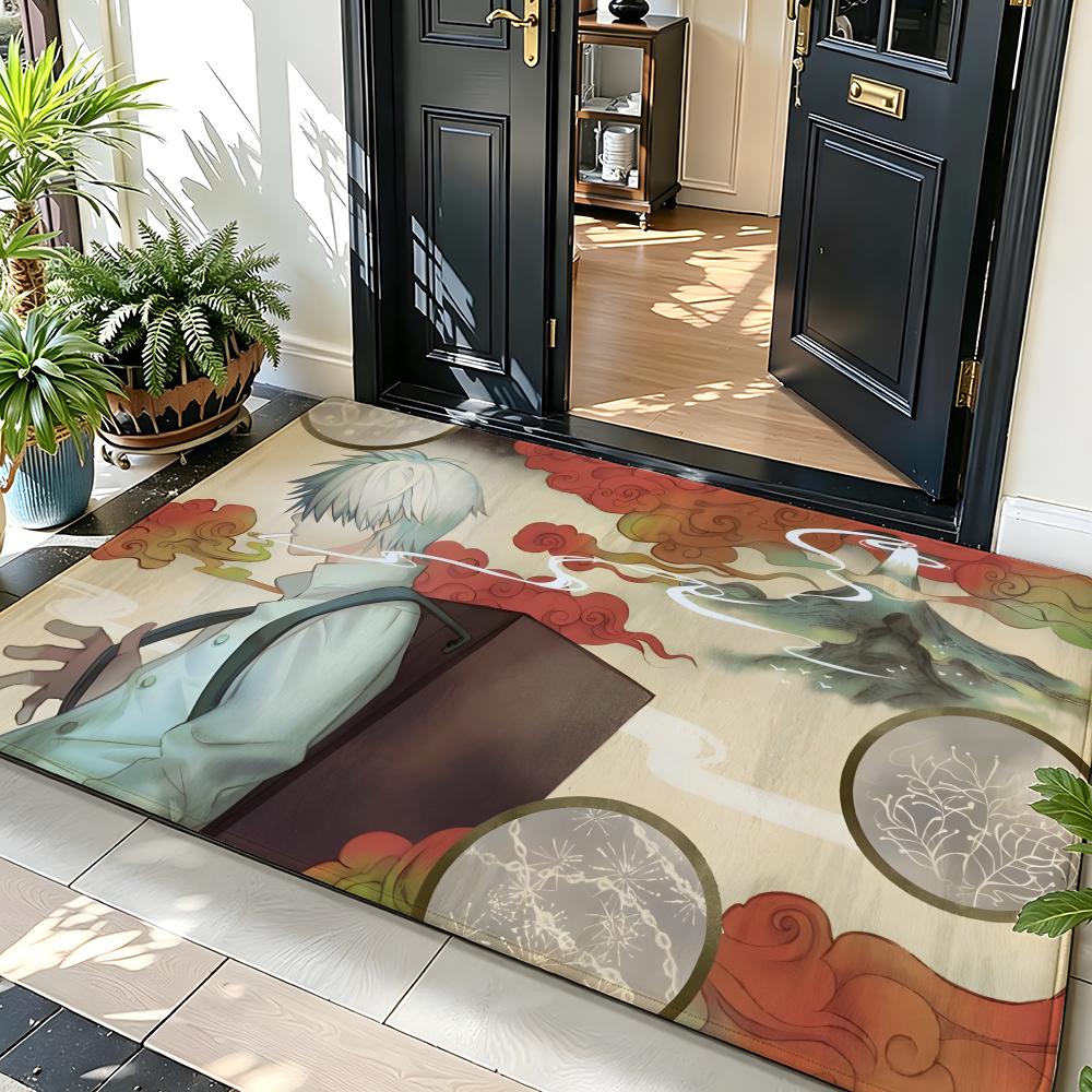 Anime M-Mushishi Floor Mat Soft Flannel Floor Mat Suitable for Entryways, Living Rooms, Bedrooms, and Bathrooms