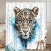 1Pc Wildlife Watercolor Leopard Shower Curtain, Polyester Fabric, Machine Washable, Suitable For Bathroom Decoration