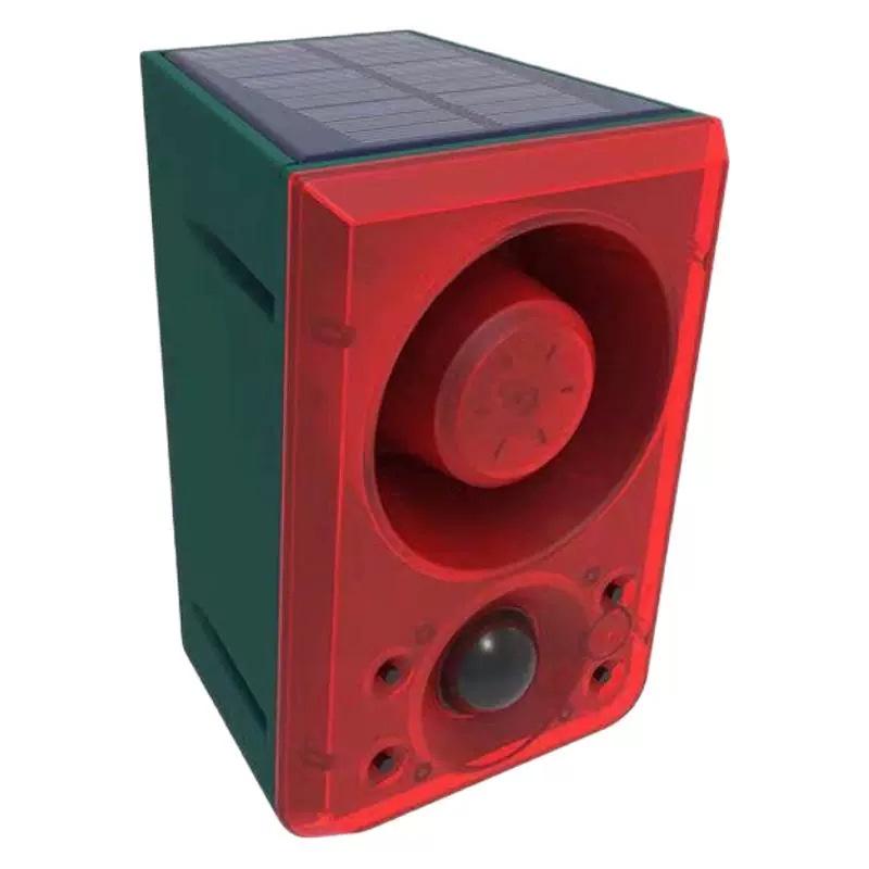 Solarbetriebener Wildschrecken: Tierabwehr für den Außenbereich mit Hundegebell, Schussgeräuschen, Infrarot-Bewegungssensor & zeitgesteuertem Blinklicht