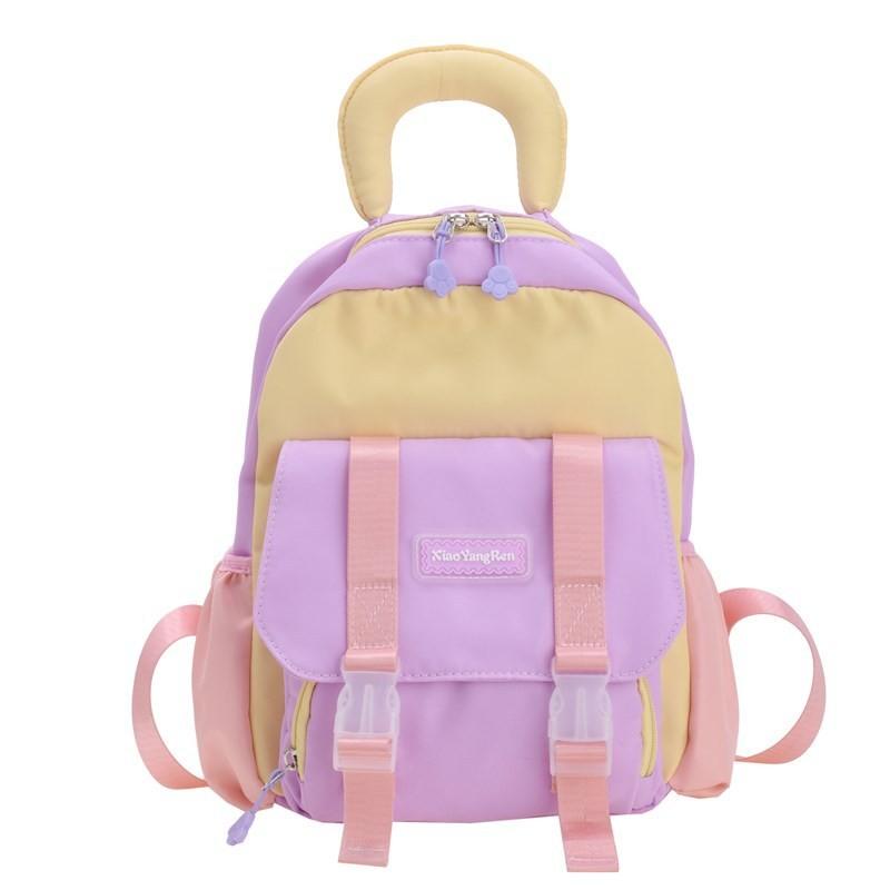 Trendy Korean Style Dual Color School Backpack For Kids With Breathable Nylon Fabric