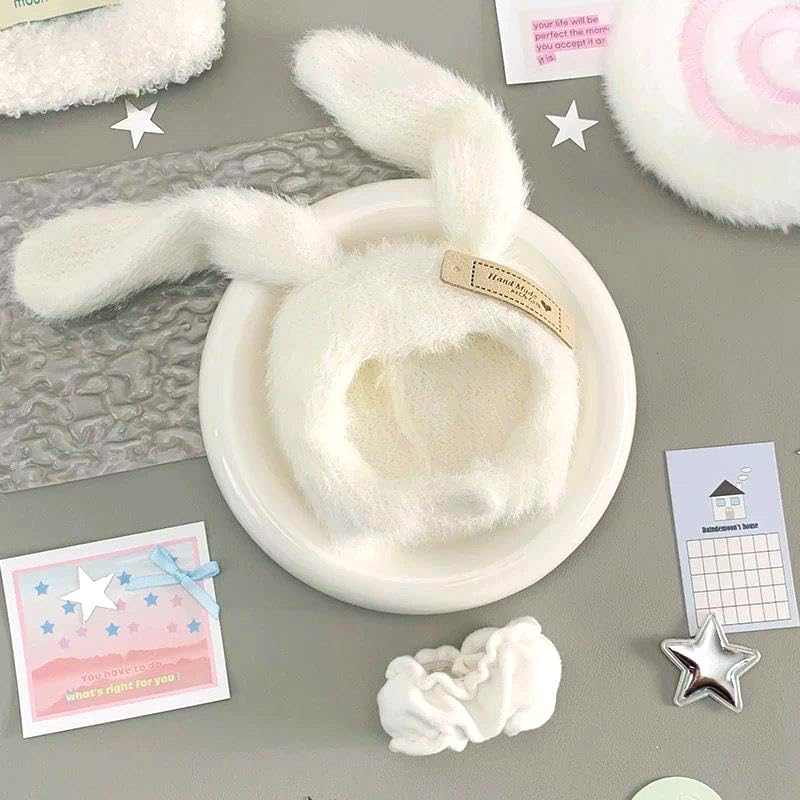 Bunny Ear Costume Cap & Pants Set for Plush Toys [for 10cm Dolls] White Plush Toy Clothing [product]