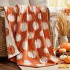 Double-Sided Pumpkin Thanksgiving Throw Blanket, Soft Plush Cozy Fall Decor for Couch and Bed,