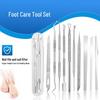 Stainless Steel Manicure & Pedicure Tool Set: Pusher, Blackhead Needle, Nail Cleaner & File