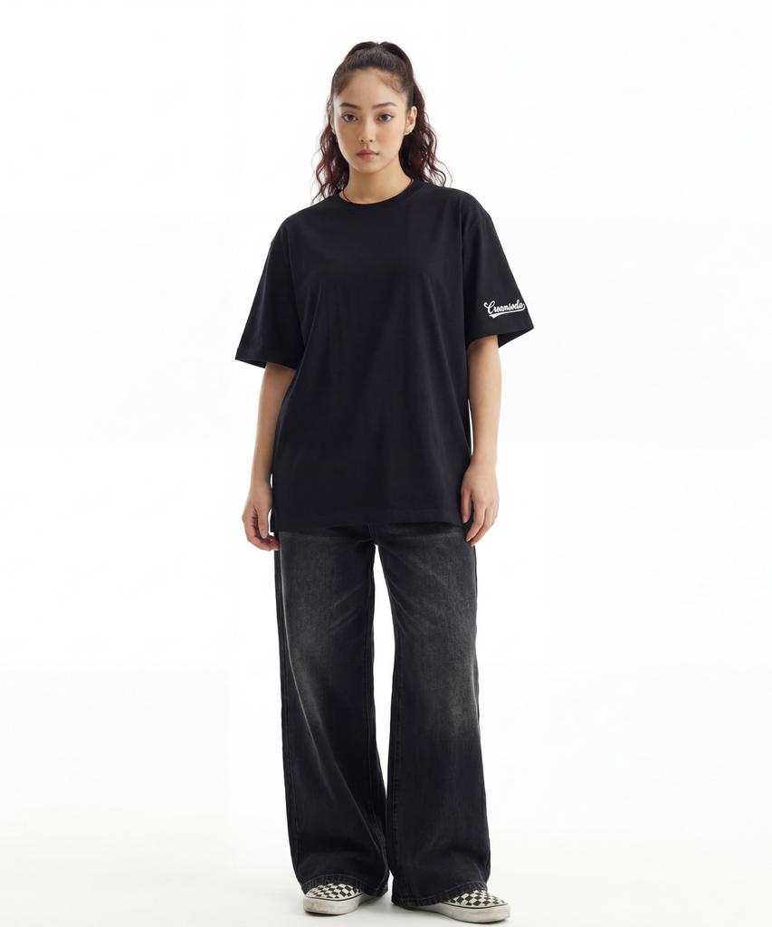 CREAM SODA LAB Sleeve Small Logo Authentic Short Sleeve T-Shirt Black