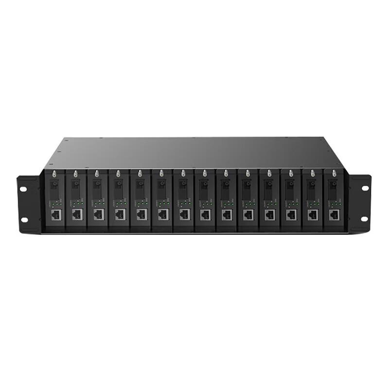 14-Slot Dual Power Fiber Optic Transceiver Chassis