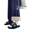Women's Fleece-Lined Wide-Leg Pants - Autumn/Winter 2024 Lamb's Wool Straight-Leg Sportswear