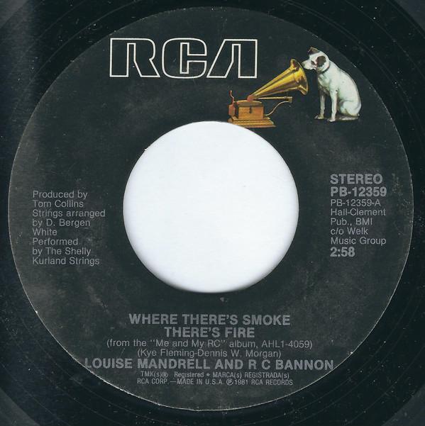 

7inch Record LOUISE MANDRELL R.C. BANNON Where Theres Smoke Theres Fire PB12359 RCA 1981 US CountryFolk Used