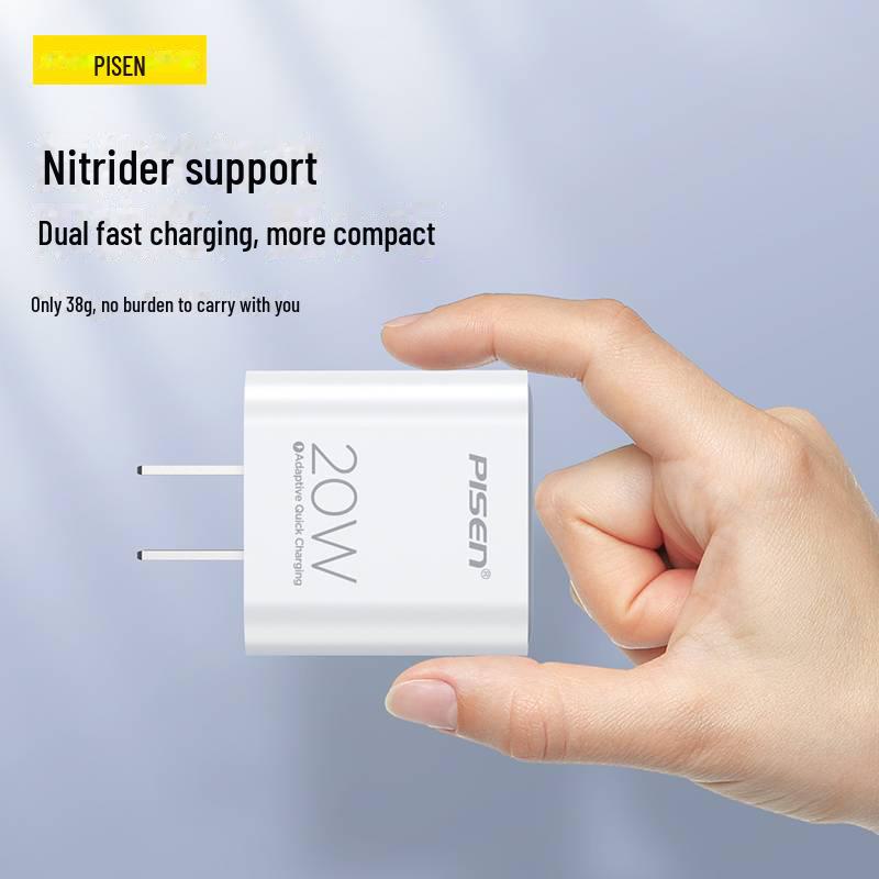 PISEN 20W Dual Port A+C Mini Charger - Fast Charging for Apple & Huawei