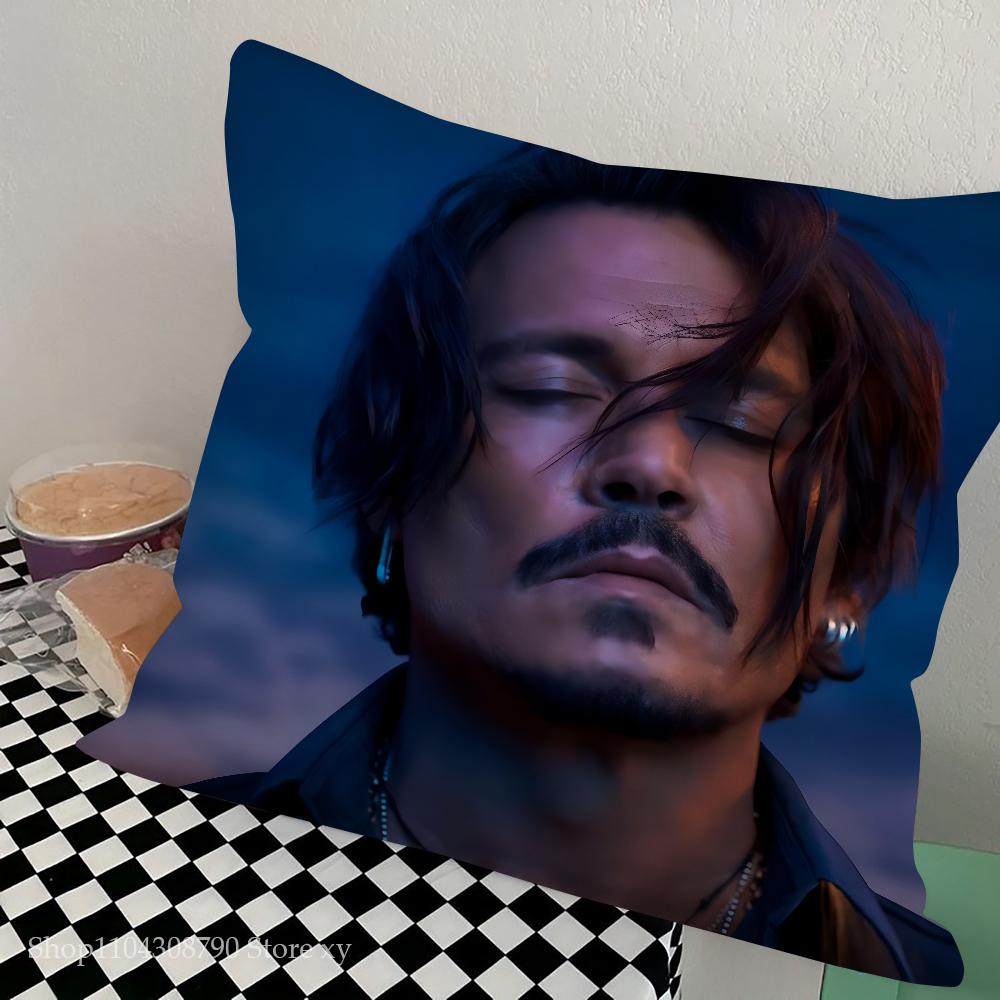J-Johnny Depp Pillow Case Square Pillow Bedroom Sofa Leisure Comfort Cushion Car Living Room Home Decoration
