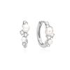 Silver Shell Pearl Cluster 925 Silver Hunger Hoop Earrings E074-05H.