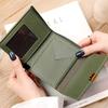 Women PU Leather Short Wallet Color Block Bifold Wallet Card Holder ID Window Coin Pocket Cash Organizer Clutch Purse